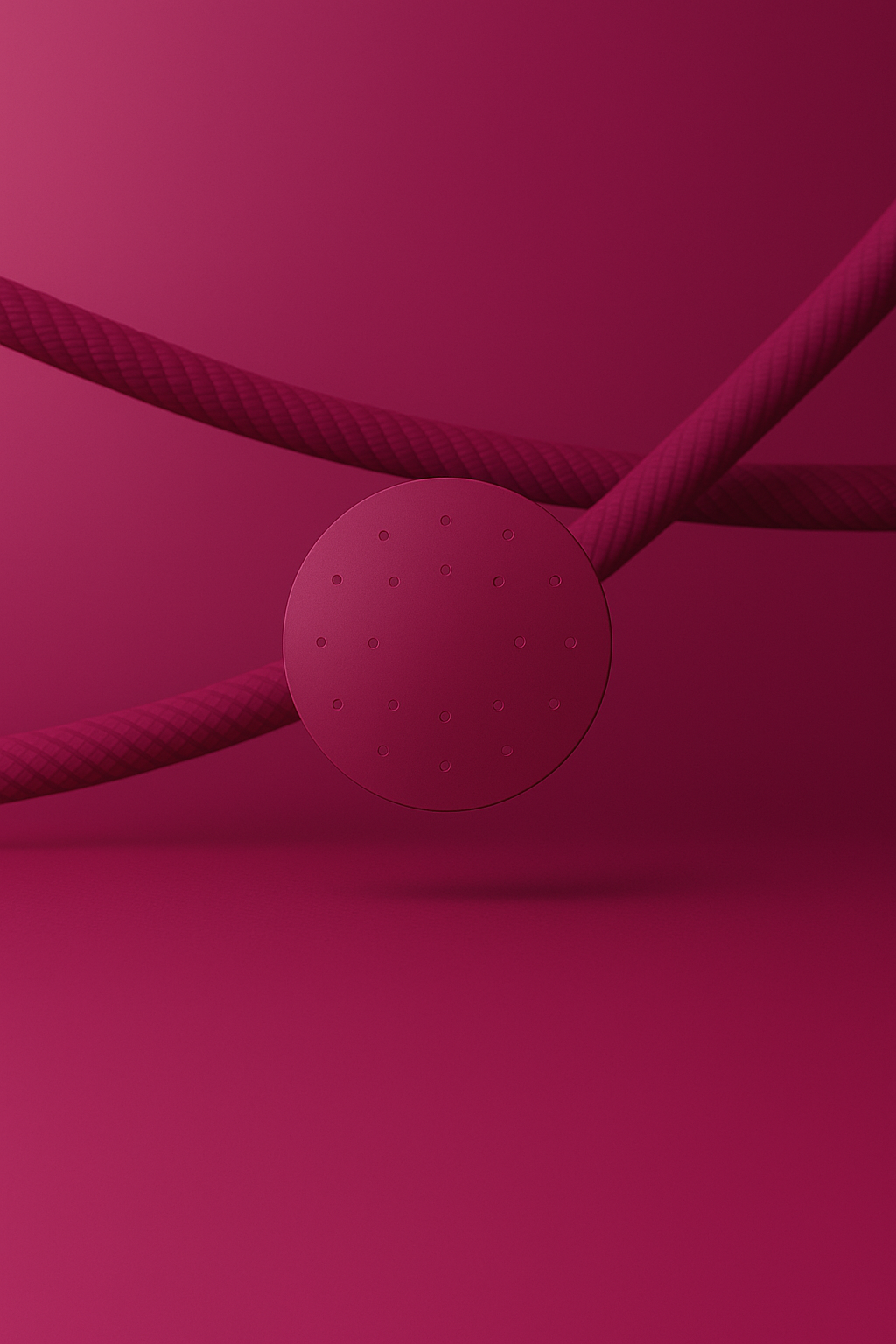 Pink magenta nipple cover with textured surface and pink rope on a pink background
